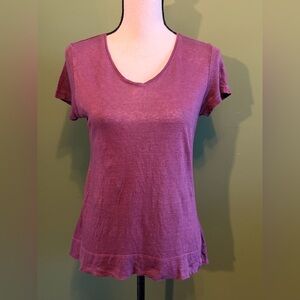 J. Jill Plum 100% Linen Short Sleeve Tee